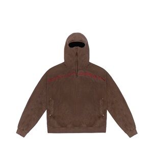 Brown Hoodie with Red Accents